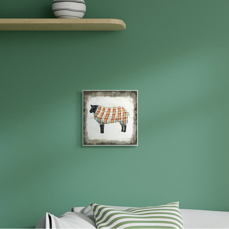 Mouton noir en laine, Toile tendue, H 30 po x l 30 po x 1,5 po