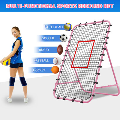 Adjustable Volleyball Rebounder Net 7x4 FT - Ultimate Training Equipment for Volleyball & Lacrosse Enhanced Bouncing System for Volleying, Bumping, and Spiking Drills