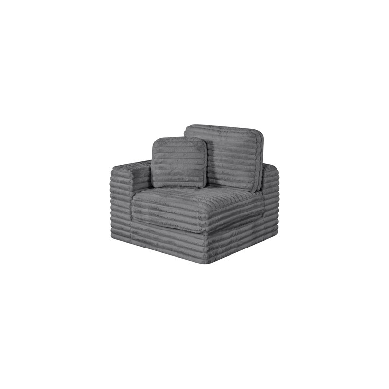 Compressed Modular Corner Chair, Dark Gray Faux Fur
