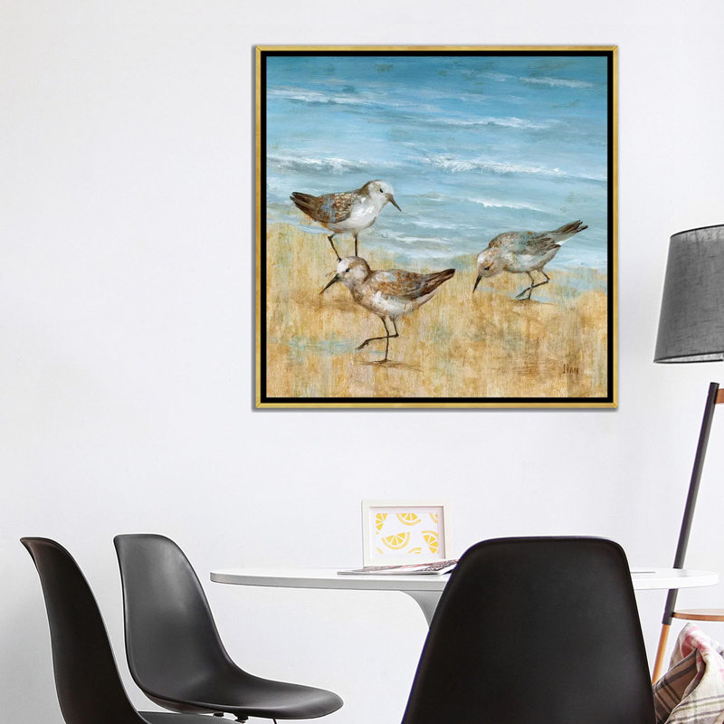 "Sandpipers II" par Nan, reproduction d’art, Pas de tapis, Toile encadrée d'or, H 12 po x l 12 po x P 1,5 po