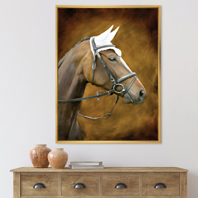 Portrait d'un cheval brun avec oreilles blanches - Photographie sur toile
