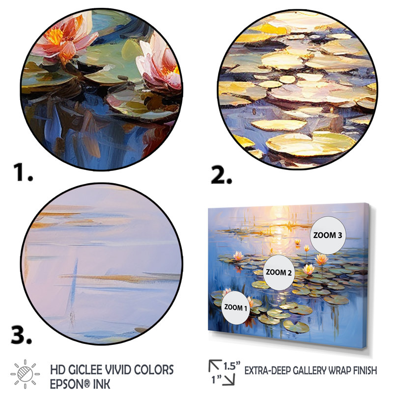 «Monets Water Lily Pond Reflections 4 - Lake», art mural, Cadre flottant brun, H 16 po x l 32 po x P 1 po