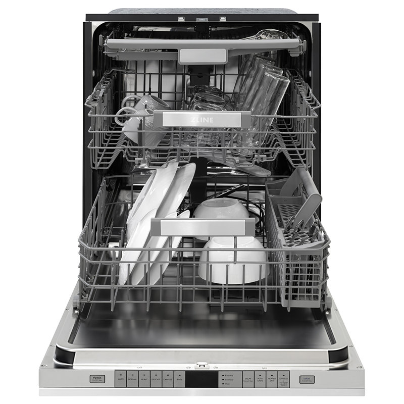 ZLINE Autograph 24 in. Monument 3rd Rack Dishwasher with Champagne Bronze Helix Handle, 45dBa, Bronze
