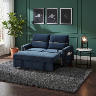 Chenille Pull Out Sofa Bed, 58-Inch Convertible Sleeper With Adjustable Backrest And Side Pockets, Perfect For Small Spaces And Guest Accommodation