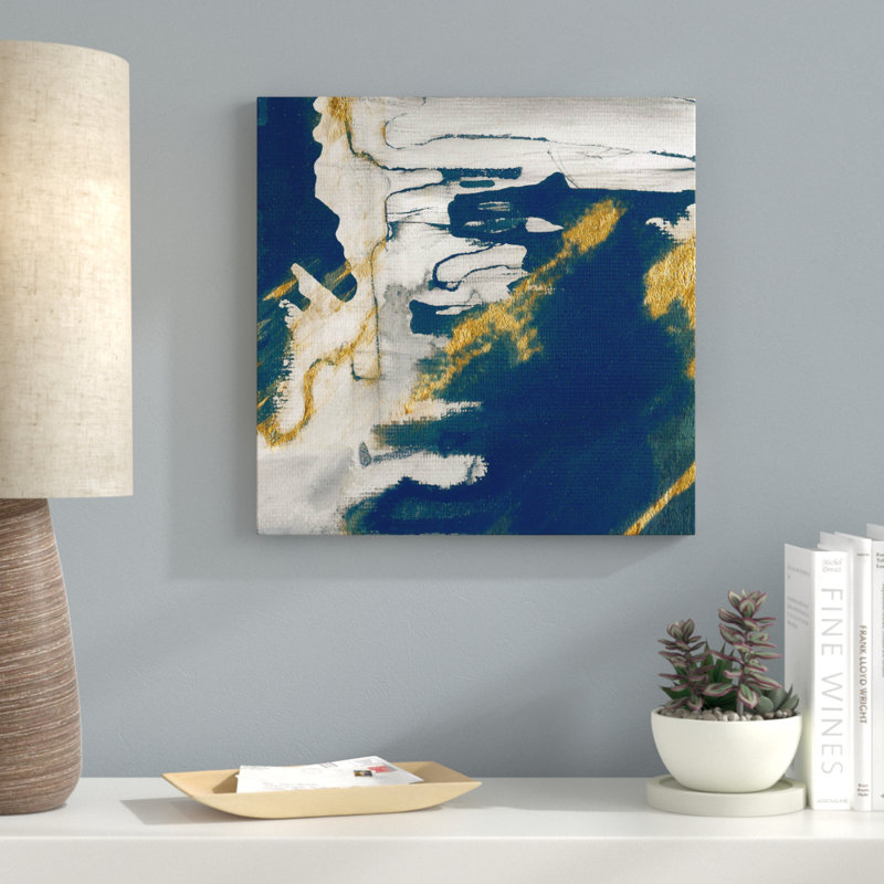 «Lapis I», reproduction de peinture acrylique sur toile, H 31,5 po x l 31,5 po x P 2 po, Cadre flottant argent