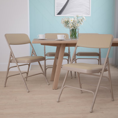 Curved Triple Braced & Double Hinged Upholstered Metal Folding Chair