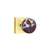 Emtek Select Privacy Knobset w/ Square Rosette & Conical Stem, Rosso Levanto Marble Knob (CF)