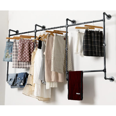 Porte-vêtements mural moderne et simple, présentoir mural, porte-vêtements, tringle à vêtements robuste pour le rangement des placards, noir.
