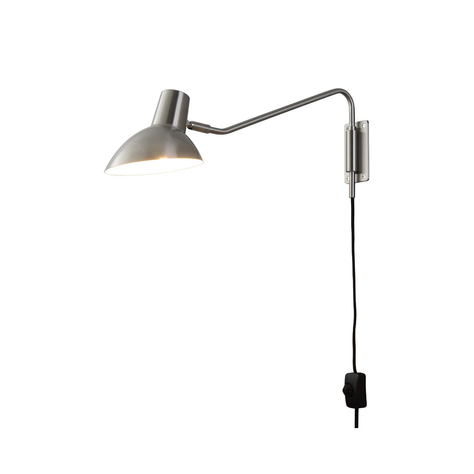 Swing Wall Light - Plug-in, Dimmer Switch, Satin Nickel
