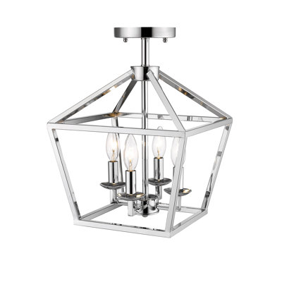 Plafonnier encastré en nickel nickel brillant 4 lumières