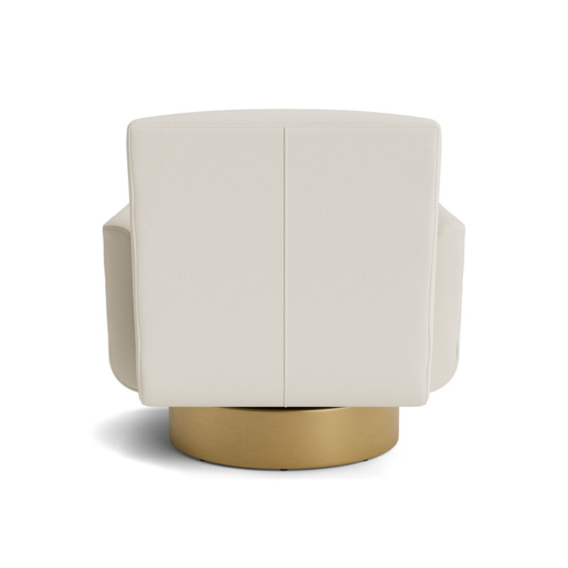 Supernova Full Swivel Leather Chair, Greenwich Performance Leather - Cream, Brushed Brass