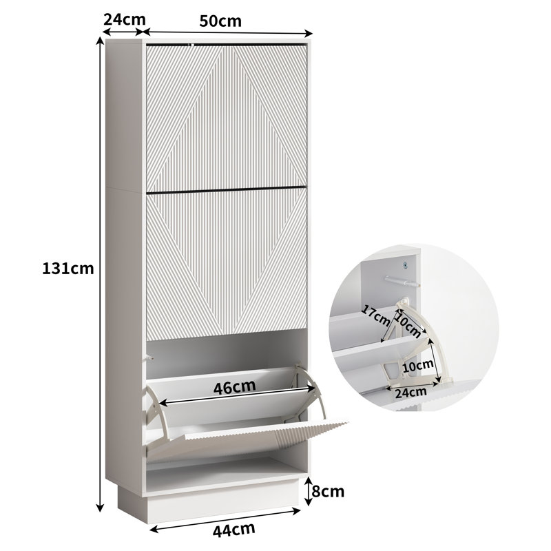 12 Pair Flip Down Shoe Storage, White