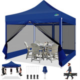 10x10 Heavy Duty Pop Up Canopy Tent with 4 Sidewalls, Commercial Gazebo Party Tent