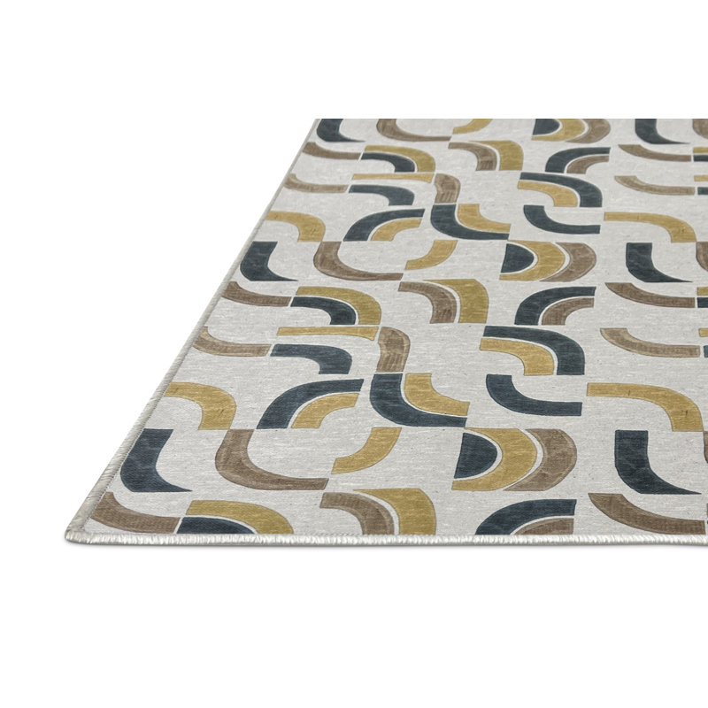 Erjan Washable Abstract Indoor Rug, Rectangle 7' x 10'
