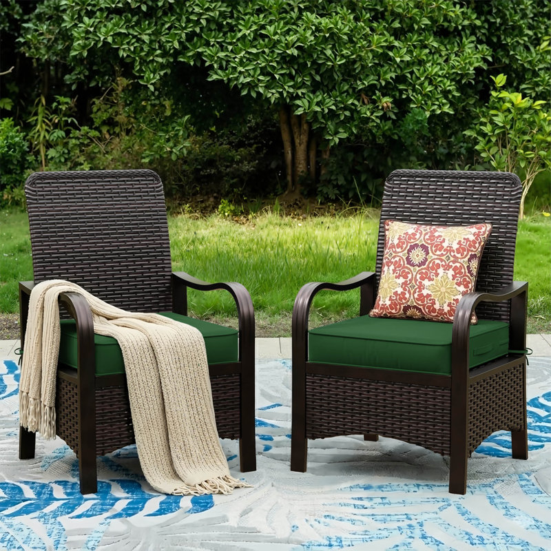 Outdoor Chair Seat Cushions，Water-Resistant Patio Chair Cushions With Handle And Non-Slip Bottom, 22" W x 22" D, Hunter Green