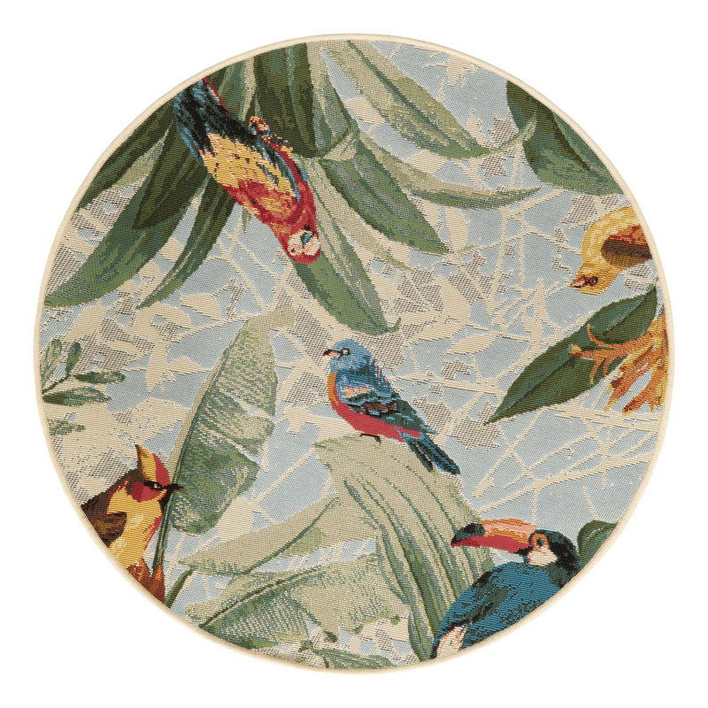 Shar Multi Chanticleer Indoor/Outdoor Modern Rug, Round 3'1"