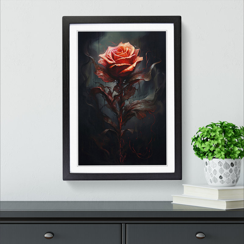 Rose Conceptual Art - Framed Print, 64cm H x 46cm W x 2cm D, Black Framed