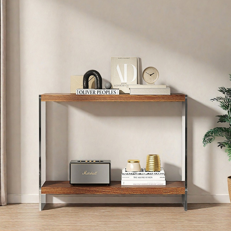 Console de style scandinave en bois massif, Walnut, 31.5" H x 39.4" W x 11.8" D