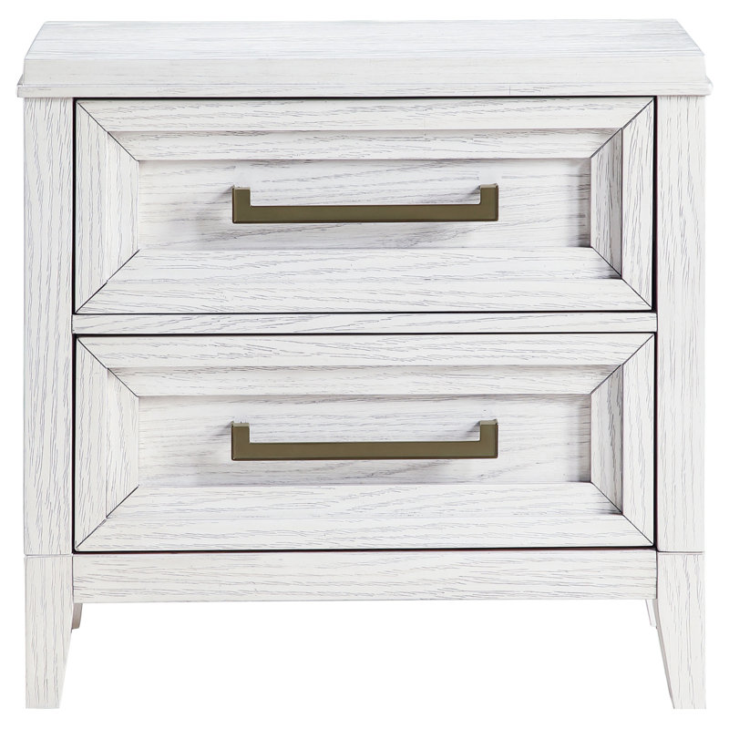 Table de chevet et table de chevet 2 tiroirs blanc vieilli