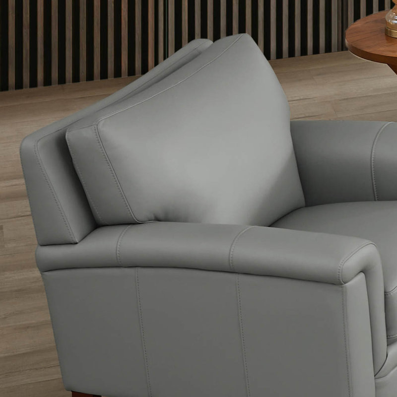 Marineta Upholstered Club Chair, Gray Genuine Leather