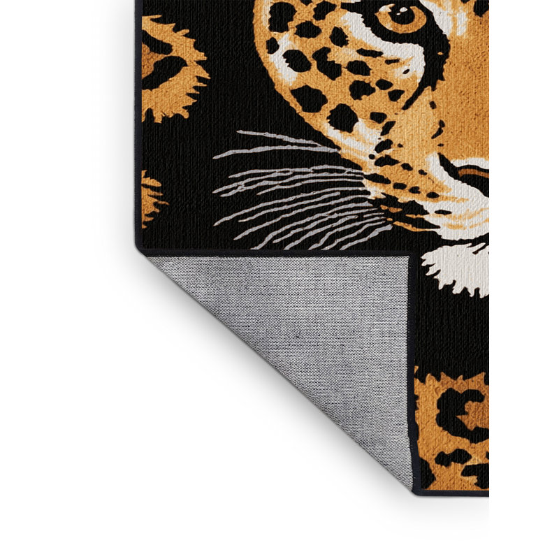 Tapis lavable à motif de gros léopard sri-lankais, Rond 7 pi