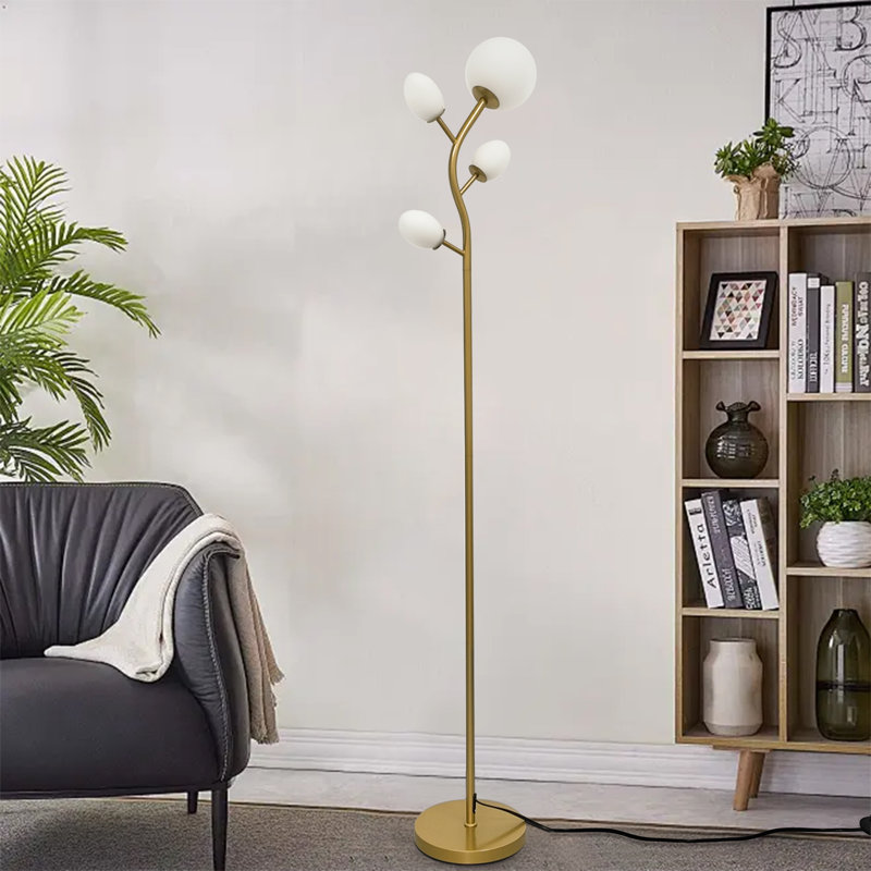 Lampe sur pied à branches modernes avec abat-jour en verre givré 4