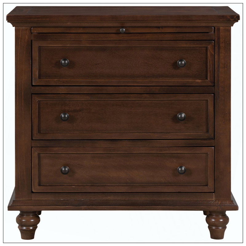 Table de chevet 3 tiroirs Minimalist, Brun
