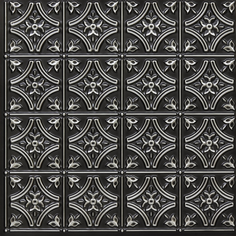 Pavillon de jardin gothique 2 pi X 2 pi Tuile de plafond à poser ou à coller, Argent antique