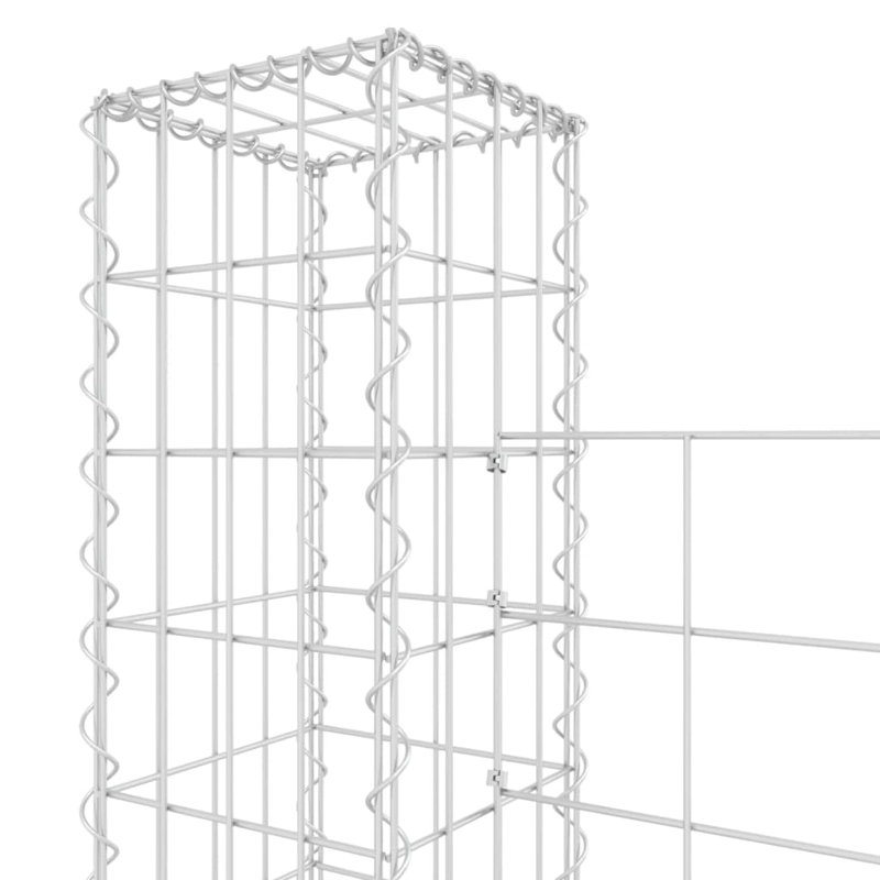 VidaXL Silver Iron U-Shape Gabion Basket with 4 Posts