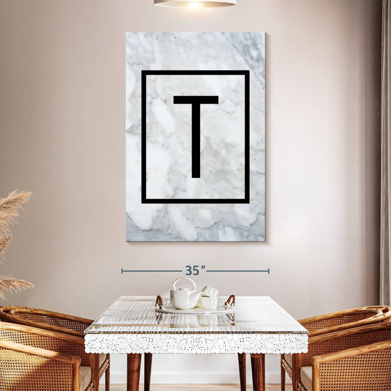 Marble T Monogram, 51" H x 34" W