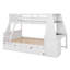 Lit simple superposé au dessus d'un lit double avec bureau, tiroirs et tablettes-1579043820