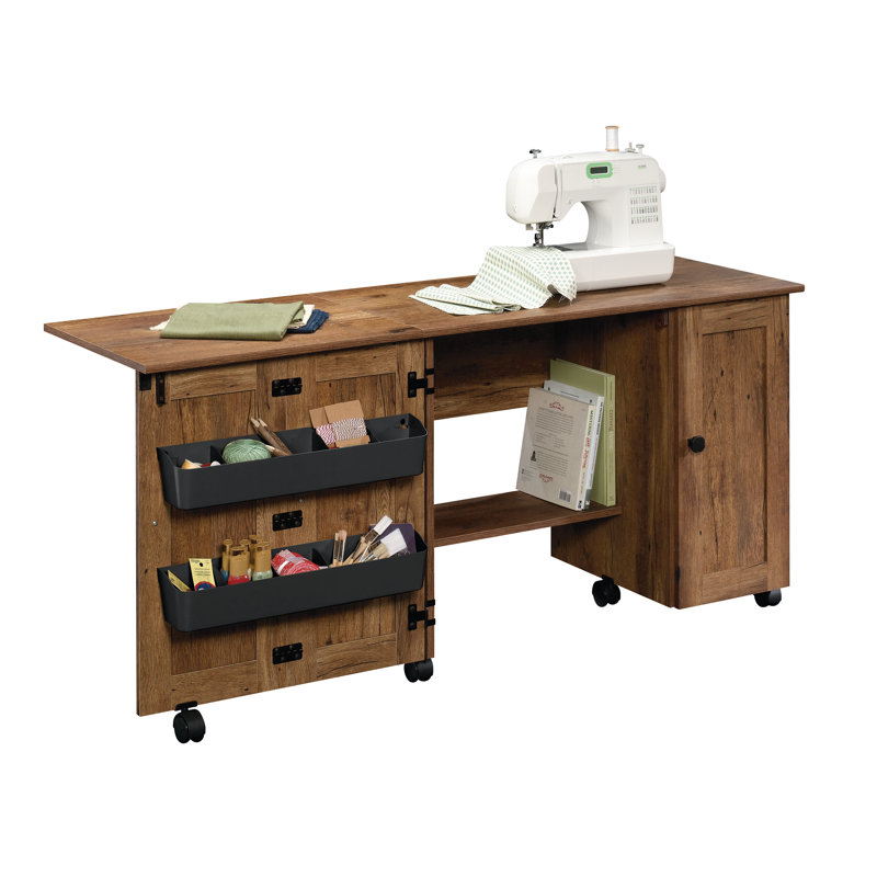 St. Nicholas Foldable Sewing Table with Wheels, Vintage Oak