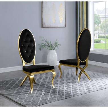 Gold Tufted King Louis Chairs (Set of 2)