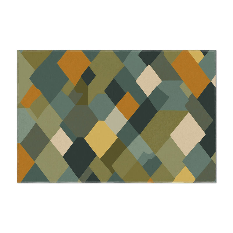 Geo Tiles Indoor And Outdoor Area Rug, Rectangle 1'6" x 2'6"