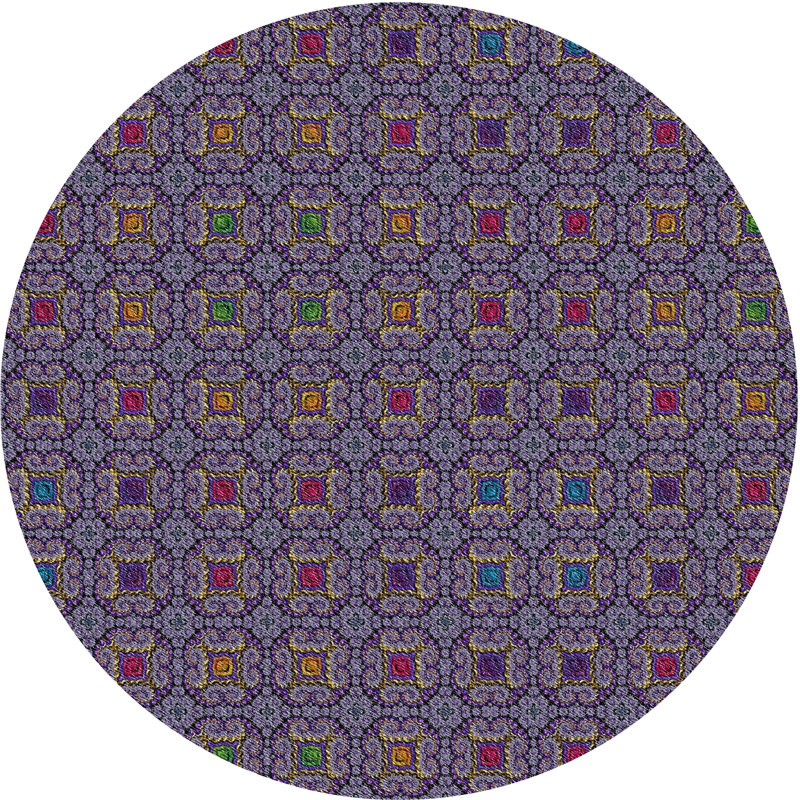 Tapis décoratif mauve géométrique, Rond 3 pi