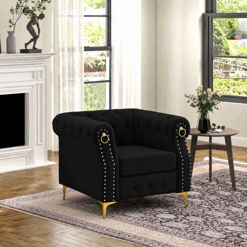  Fauteuil Chesterfield 40,9 po, Noir