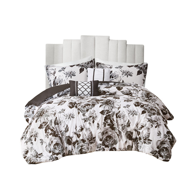 Full/Queen Floral Print Comforter Set, Queen/Full Comforter + 4 Additional Pieces