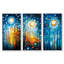 Moonlight Summer Forest Walk - Blue Forest, art mural encadré 3 pièces-129076133-129076137