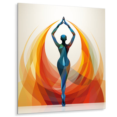 Harmonie de l'orange et du yoga noir - décoration murale en métal Yoga
