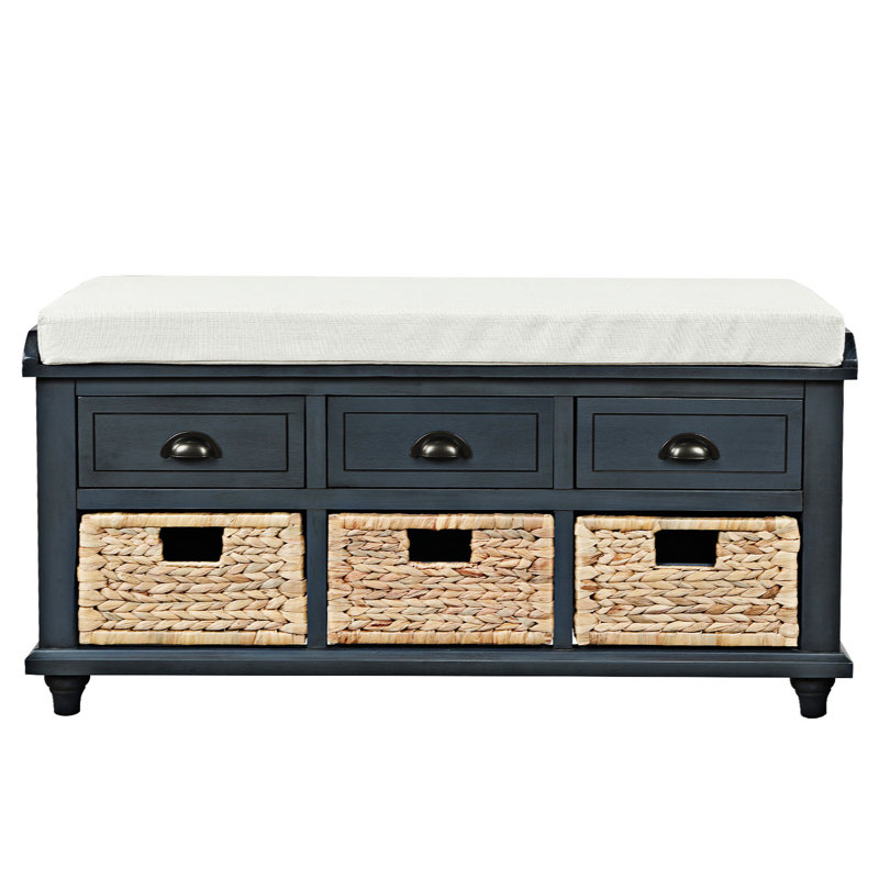 Banc de rangement à tiroirs Boltwood, Bleu marine antique