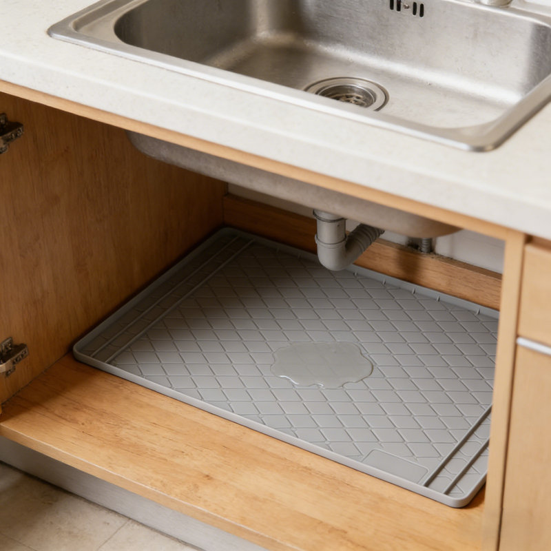 Sous le lavabo, protecteur flexible d'armoire en silicone pour comptoir de cuisine et salle de bain