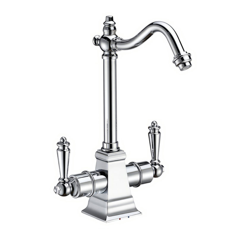 Whitehaus Point of Use Instant Hot/Cold Water Drinking Faucet with Traditional Swivel Spout, Polished Chrome
