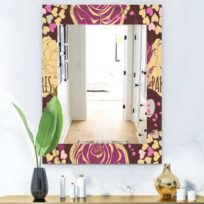 Miroir mural traditionnel rose rétro