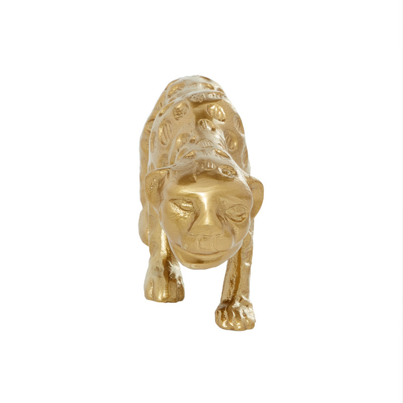 Sculpture léopard, H 4,95 po x l 15,6 po x P 3 po, Or