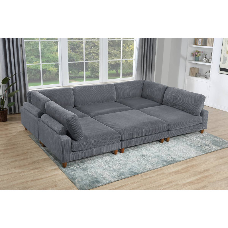 Dark Grey 135" Wide- Modular Pit Sectional- 6pc