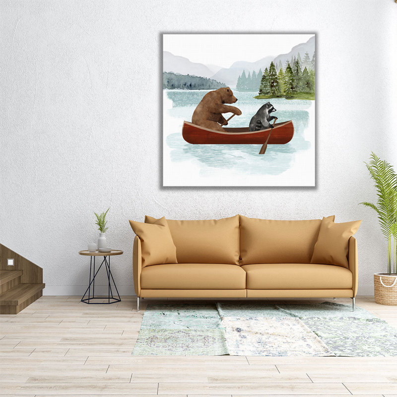 «Canoe Trip I», reproduction d'art sur toile, H 16 po x l 16 po