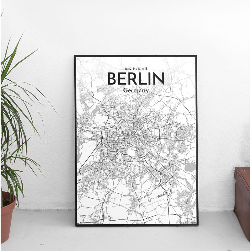 Berlin City Map - Unframed Graphic Art, 24" H x 18" W x 0.05" D