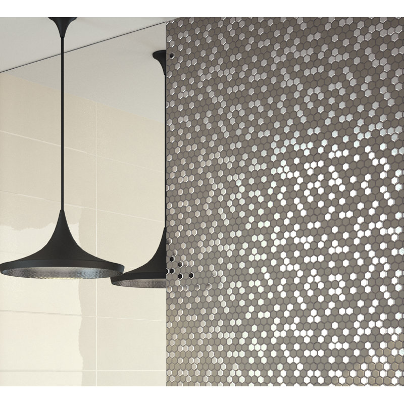 14.7 x 14.7 cm Beveled Porcelain Tile, Grey