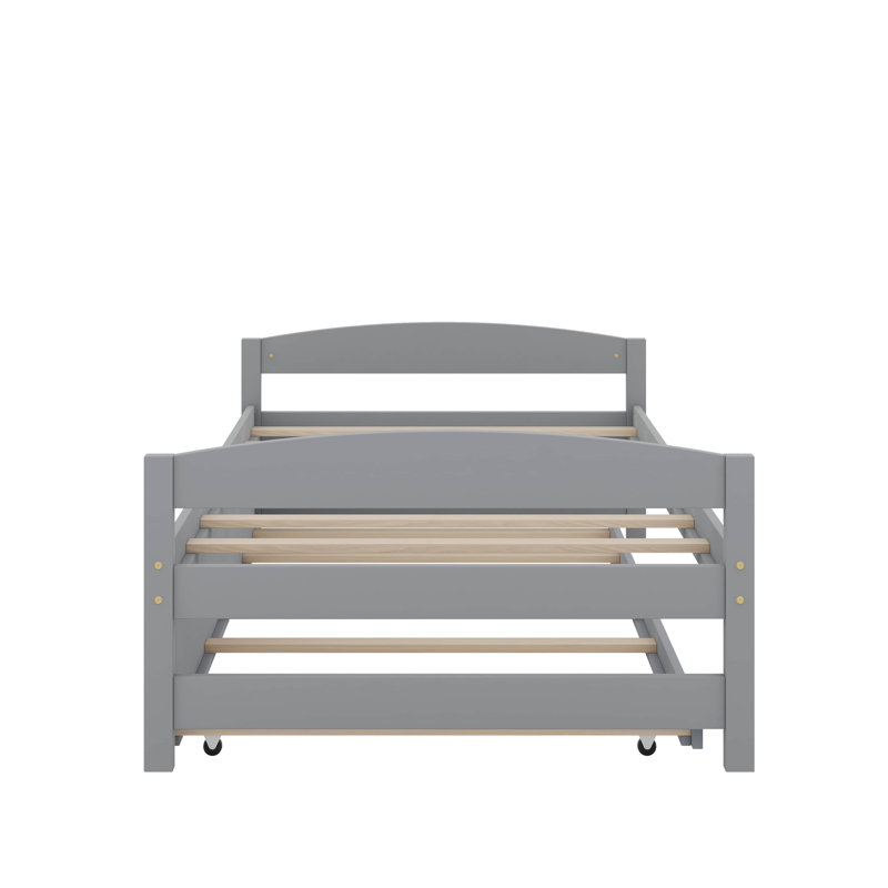 Lit plateforme simple avec lit gigogne, Gris