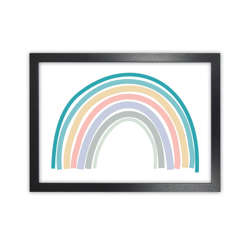 Multicolour Rainbow Art Original - Print, 59cm H x 84cm W x 3cm D, Black Framed, White